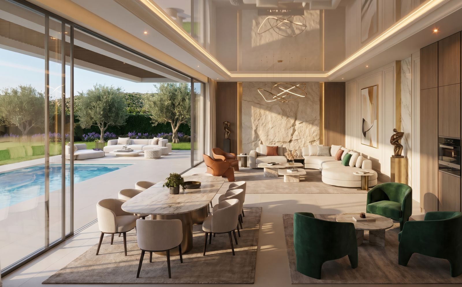 03 modern living room with pool view