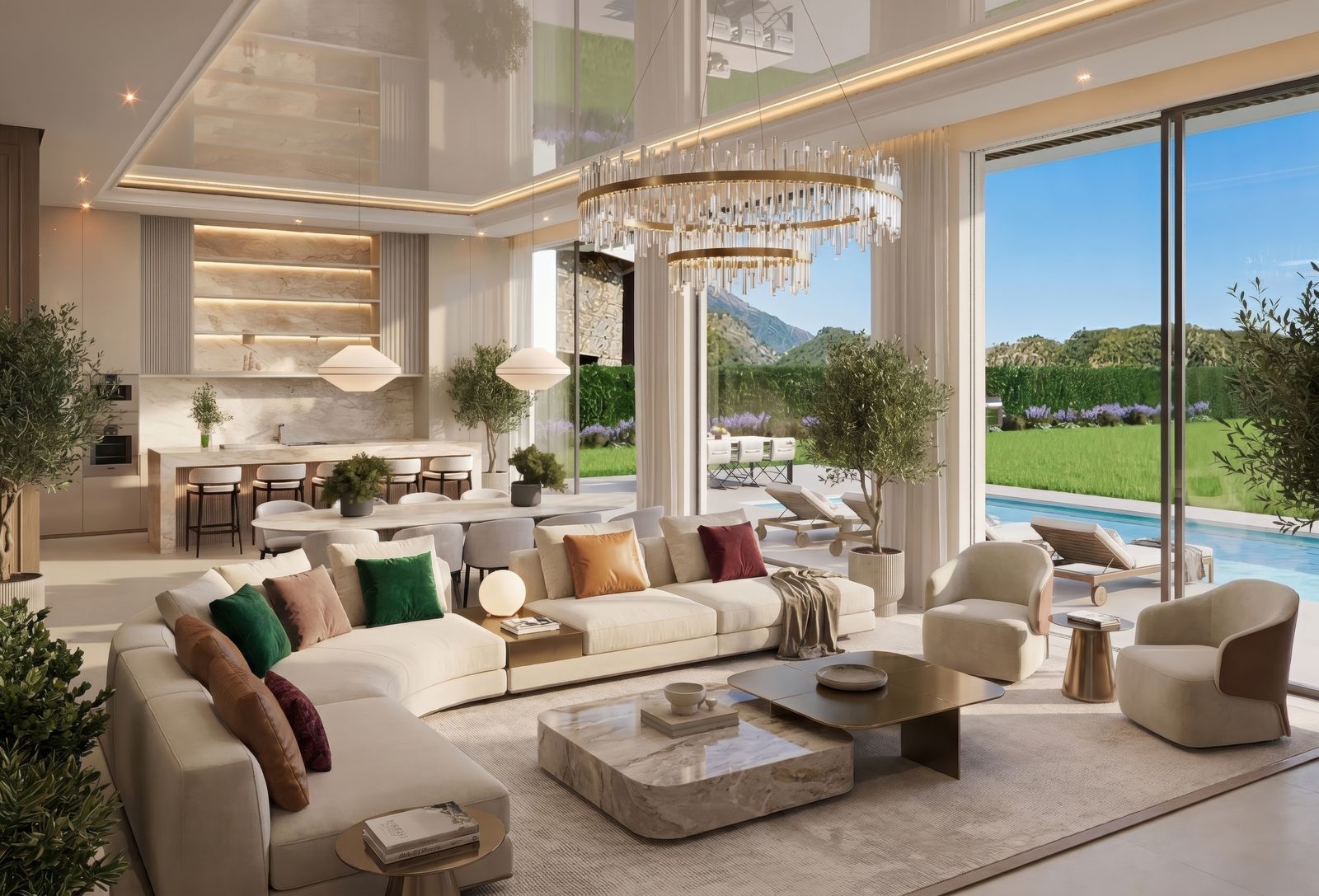 05 modern living room with pool view