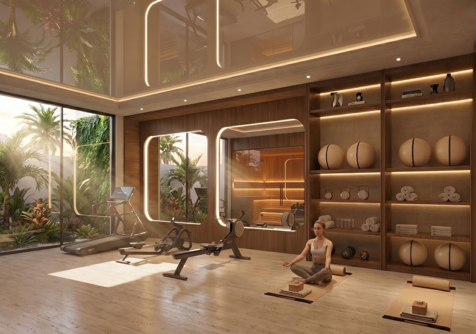 10 modern gym with palm tree view